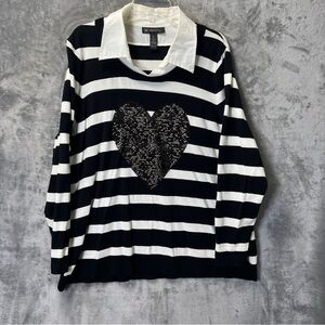 INC International Concepts Black and White Striped Sweater